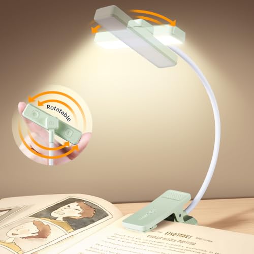 VAVOFO 24 LEDs Rotatable Book Light, Rechargeable Clip Reading Lamp - color: Avocado Green