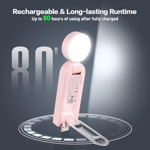 VAVOFO USB Rechargeable Book Light, Bookmark Clip on LED Reading Light - color: Light Pink