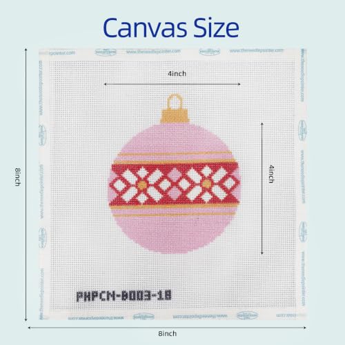 Howie's Needlepoint Bauble Needlepoint Kits for Adults & Beginners, 18 Mesh Printed Needlepoint Canvas, Stamped Patterns Canvas Starter Kits(Pink Bauble,4"x 4") - color: Pink Bauble