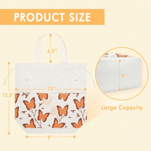 Yarn Bag, Portable Crochet Bag Organizer for Yarn Storage, Tangle-Free Handy Knitting Bag with Pockets, Holds Skeins and Long Tools Crochet Tote Bag