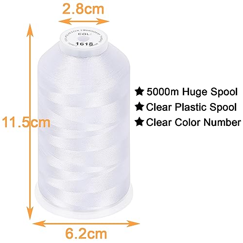 New brothread 5000M Huge Spool Embroidery Machine Thread - Snow White - color: Snow White-1618