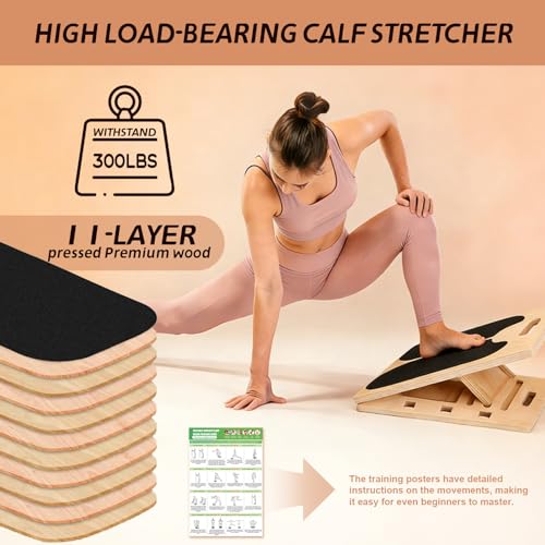 ZALL Slant Board Balance Board 2-in-1 Wooden Adjustable Calf Stretcher