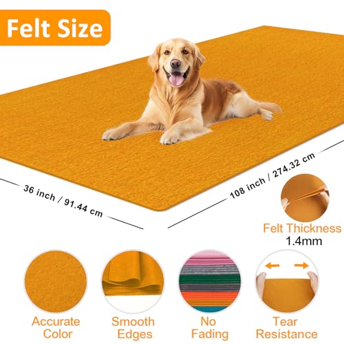 XSEINO Antique Gold Large Felt Fabric 108" X 36 "(3 Square Yards), 1.4 mm Thick Soft Felt Fabric Sheet for Crafts, Yellow Series Colors Soft Nonwoven Fabric, Fit for Decoration, Sewing, DIY Crafts - color: Antique Gold