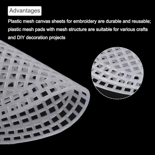 MECCANIXITY 10pcs 7" Plastic Mesh Canvas Sheet Round Needlepoint Blank Canvas for Embroidery Knit Crochet Acrylic Yarn Crafting, White