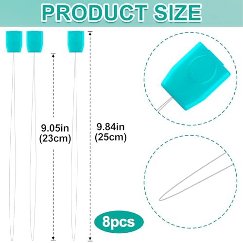 Pndeyo 8pcs 9.05" Long Punch Needle Threaders, Blue - color: 9.05" Long-Blue