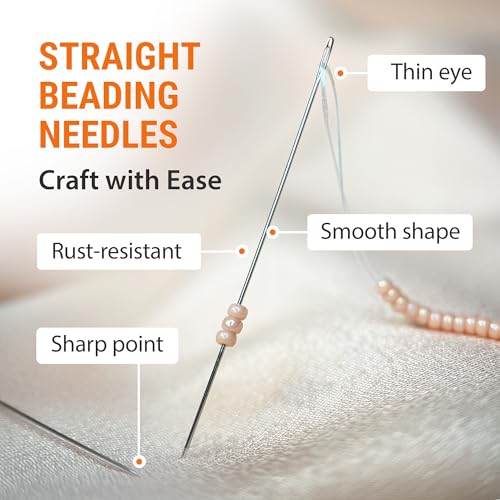 35 Big and Thinner Eye Sharp Needles for Hand Sewing and 100 Straight Beading Needles Size 11 for Bead Projects - Total 135 Needles for Sewing, Crafting, and DIY