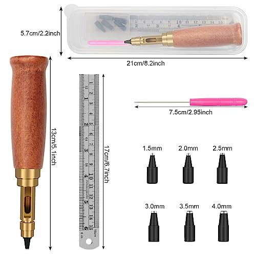 Japanese Screw Punch, Boyistar Wood Handle Belt Hole Puncher - color: Brown