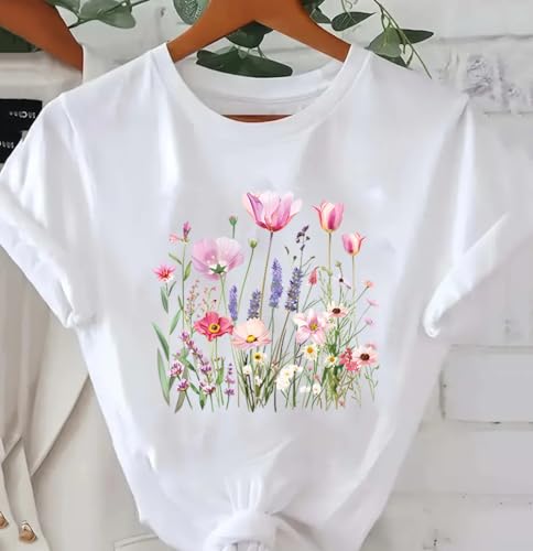 Flower Iron on Transfer Patches for T-Shirt 4 Packs Pink Wildflower Dtf Transfers Ready to Press, Tulip Lily Floral Leaf Iron on Appliques Patches Spring Flower Heat Transfer Vinyl Decal for DIY Craft - color: Pink Wildflower B