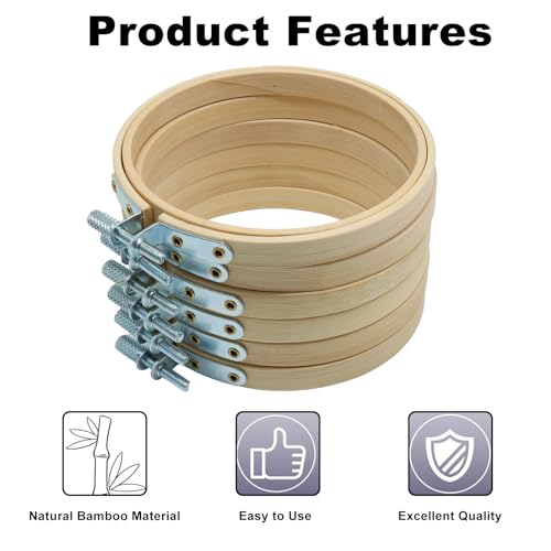 OSVJE 6 Pack Embroidery Hoop, 4 Inch, Small Bamboo Circle Cross Stitch - style: 4"