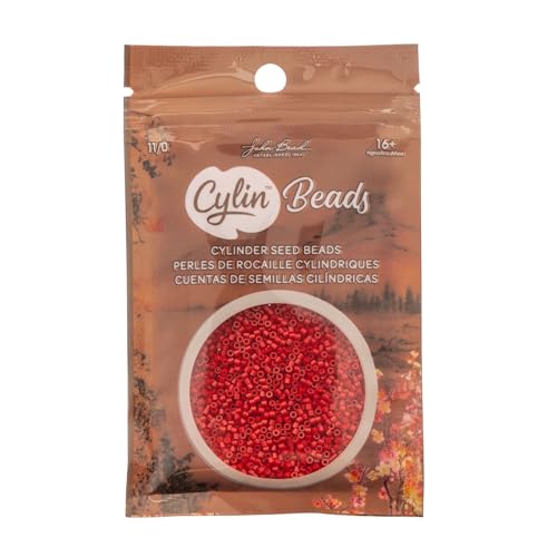 John Bead 25g Cylin Beads Opaque Red 11/0 Glass Cylindrical Seed Beads for Jewelry Bracelets Necklaces Earrings Making Embroidery - color: Red