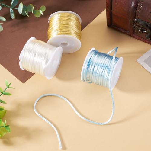 Elecrelive 30 Yards 2mm Rattail Cord Silk Rope Nylon String for Bracelets - color: Blue White