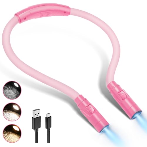 Lightweight Wearable Neck Lamp for Night Reading & Travel, Pink - color: Pink