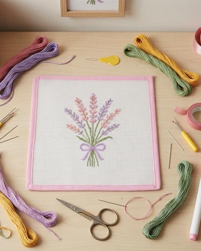 3PCS Pink Bound Needlepoint Canvas 18 Mesh Cotton Blank Canvas