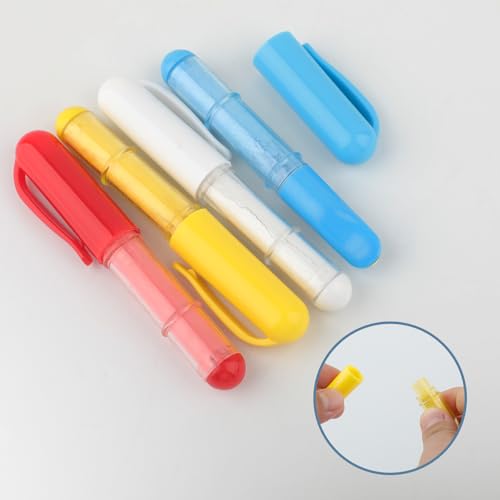4 PCS Sew Fabric Chalk Markers, Fabric Chalk Pencil for Sewing and Quilting, Crafting, Erase Tailors Liner Pen for Cloth, Leather (Red/Yellow/White/Blue)