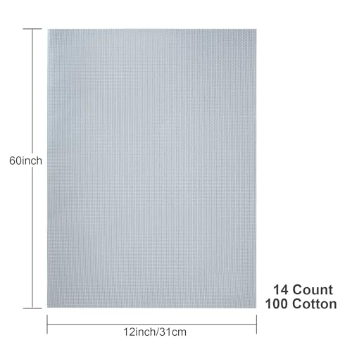 Aida Cloth 14 Count Cross Stitch Fabric,12 by 60inch(14CT,Light Gray) - color: Light Gray, size: 14CT