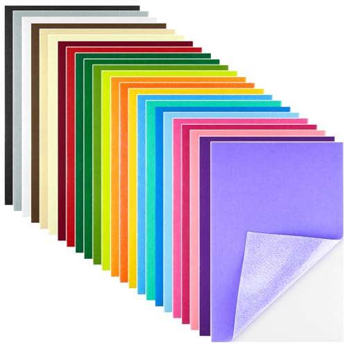 Morcheiong 24 Pcs Self Adhesive Felt Sheet Soft Felt Sheets with Adhesive Backing for Art Project and Sewing DIY Craft(11.8"x7.9"/30x20cm)- 24 Colors