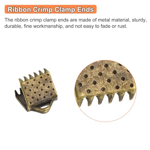 uxcell 280Pcs Ribbon Crimp Clamp Ends, 6mm Bookmark Pinch Crimp Ends, Cord Ends Fasteners Clasp Crimp Ends for DIY Bracelet Necklace Jewelry Making, Bronze Tone - color: Bronze Tone, size: 6mm