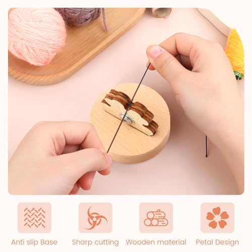 Daisy Thread Cutter, Thread Cutter Blade Tool for Sewing with Flower Shape Solid Wooden Sewing Tools, Yarn Cutters Thre-ads Cutting To-ols Quilting Supplies for Sewin-g Seam