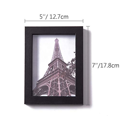 Muzilife 5x7 Shadow Box 3D Picture Frame, Wood & Real Glass, 4 Pack, Black - color: 4pcs 5x7-black