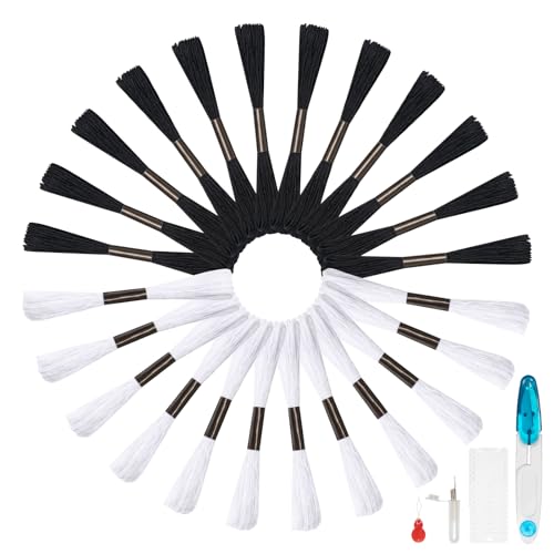 Amrules Friendship Bracelet String, 24 Pcs Embroidery Floss, Black & White - color: Black and White, size: 24 Skeins