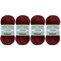 TROYARN Summer (4- Skeins Pack) Silk Effect Hand Knitting Yarn Crochet Art Lace Craft 100% Microfiber Acrylic 4x100 gr (4x383 yds) (105057 - Claret Red) - color: 105057 - Claret Red, size: 4 Skein