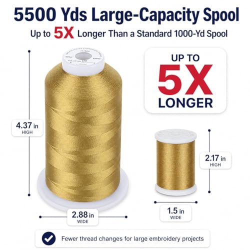 Simthread Embroidery Machine Thread 5000M 40WT Polyester, Brass 328 - color: Brass328