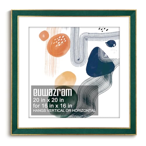 Suede 20x20 Frame - Single Frame, Christmas Elegant Green 20 x 20 Poster Frame with Mat for 16x16, 20x20 Picture Frames for Artwork, Puzzles, Photos and Movie Posters - color: Green, size: 20" x 20" / 16" x 16" mat