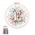 artcici Embroidery Kits Plant Flower Leaf English Letter Patterns for Beginners Adults, Full Range Embroidery Starter Kits Cross Stitch Needlework Supplies (Letter E) - color: Letter E