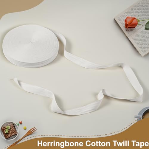 Cotton Twill Tape Ribbon 1/2 Inch Wide Tape Herringbone Webbing Roll Bias Binding Tapes for Sewing and DIY Crafts, Natural (White, 85 Yards) - color: White, size: 1/2 Inch, 85 Yards