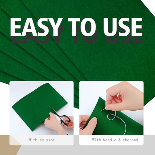 HaoFeiJH Green Felt Fabric Sheets - 6PCS Stiff Felt Squares, 8x12 A4, 2mm, Sewing, Craft, DIY - color: 2mm Green