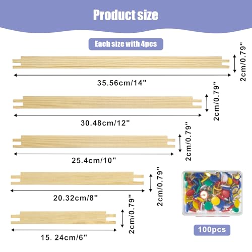 10 Sets Stretcher Bars for Needlework with 100 Pins, 5 Sizes 20PCS - color: Natural 20pcs