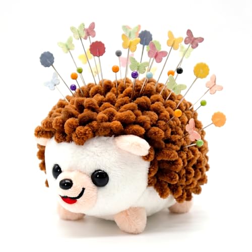 Sizobi Plush Hedgehog Pin Cushion for Sewing - Soft Sewing Needle Holder - color: Brown