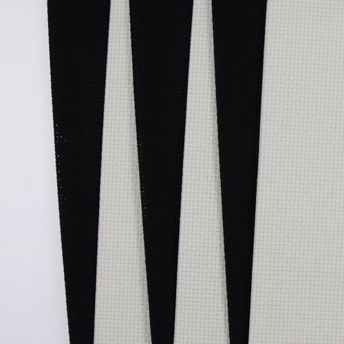 KCS 6 pc of 12" x 18"(30cmx45cm) 14CT Counted Cotton Aida Cloth Cross Stitch Fabric (Antique White+Black) - color: Antique White+black