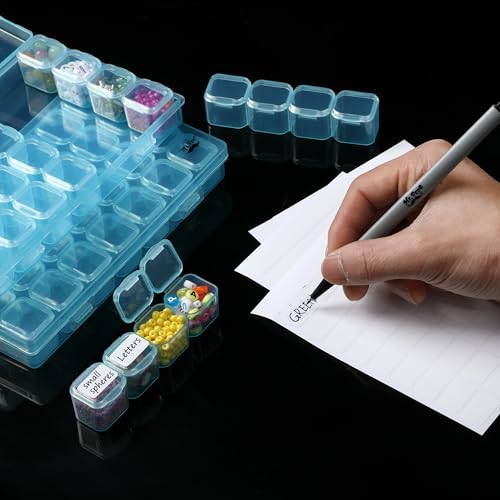 Mr. Pen- Bead Storage Containers, 28 Grids, 2 Pack, Transparent Blue - color: Transparent Blue, size: 2 Pack-56 Pcs(6.8"x4.4"x1")