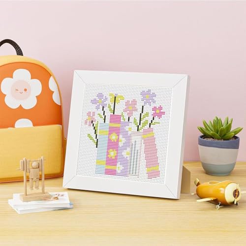 Book Flower Stamped Cross Stitch Kits for Adults Beginners with Frame - color: Book Flowers Cross Stitch with Frame
