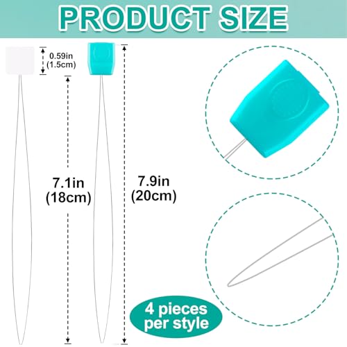 Pndeyo 8pcs Long Punch Needle Threaders, Punch Needle Threading Tool, Stitching Needle Threader Sewing Accessories with Plastic Handle or Sticky Paper Handle for Embroidery Cross Stitch DIY Crafts - color: 7.1" Long-Blue