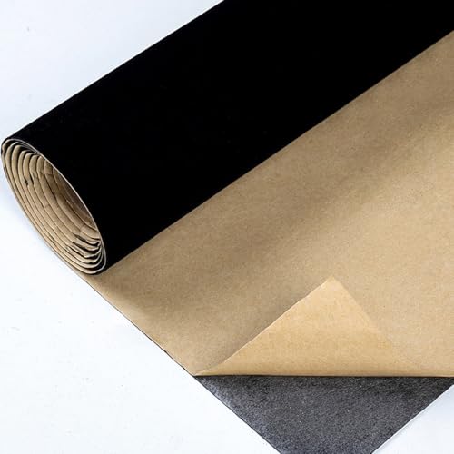 Self Adhesive Plush Velvet Fabric Sheets Velvet Flock Paper Roll Soft Flocking Fabric for Jewelry Box Felt Liner Furniture DIY Arts and Crafts 14 x 98 Inches - color: Black, size: 98"L x 14"W