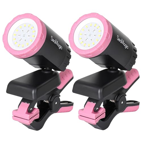 2-Pack 800LM Pink Rechargeable LED Work Light, Magnetic & Clamp