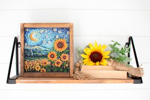 Wizardi Bead Embroidery kit - Sunflowers in Night's Embrace. Colorful Beads, Beading Needles. DIY Kit. Embroidery for Beginners. Home Decor. AMB-111 Abris Art - color: Sunflowers in night's embrace