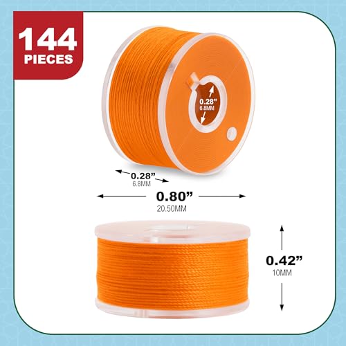 Mandala Crafts Orange 15J SA156 Prefilled Bobbin Thread, 144 PCs - color: Orange, size: Size A 144 X 142 Yards