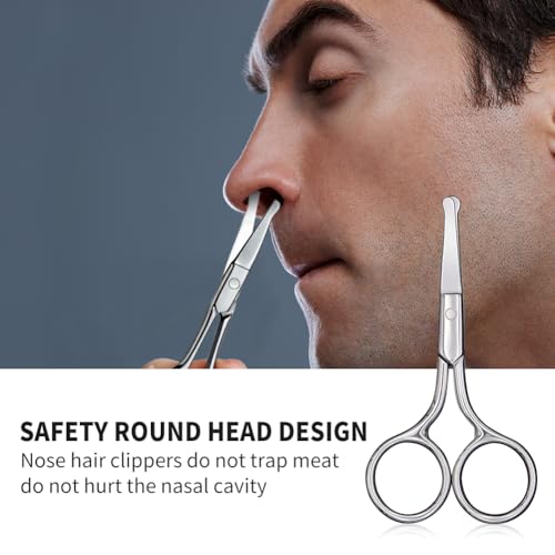 Small Safety Scissors, Round Tip for Nose and Eyebrow Trimming - AsonTao - color: Silver