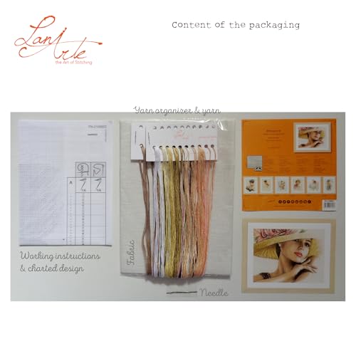 Lanarte Cross Stitch kit Lady with hat II Linen, Counted, DIY