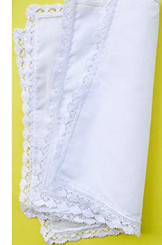 6 Pack of Ladies Embroidery Cotton Handkerchiefs Lace Wedding Hankies - color: A