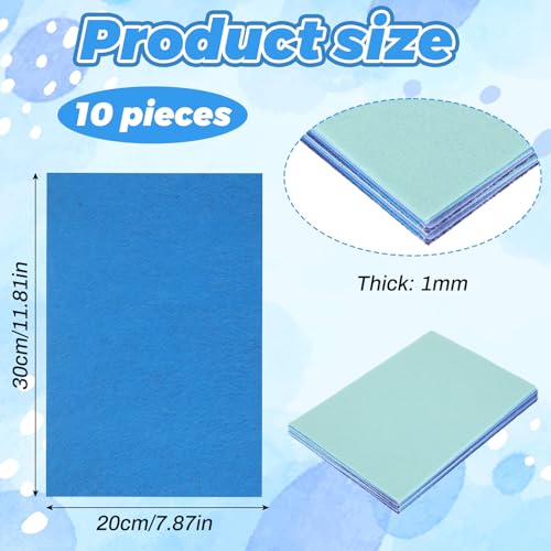 Ymapinc 10Pcs Blue Felt Fabric Sheets, 8x12 Inch - color: Blue