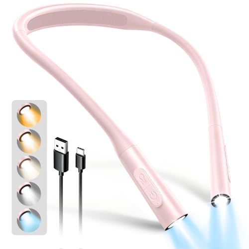 Glocusent Neck Book Light, Rechargeable Neck Lights for Crafts Reading - color: Pink