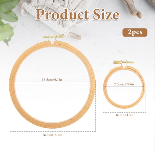 2 Pieces Embroidery Hoops 3 Inch and 6 Inch Cross Stitch Hoop Beech Wood Circle Hoop Ring Round Small Embroidery Frame for DIY Embroidery, Craft Sewing and Ornaments - size: 3 inch, 6inch
