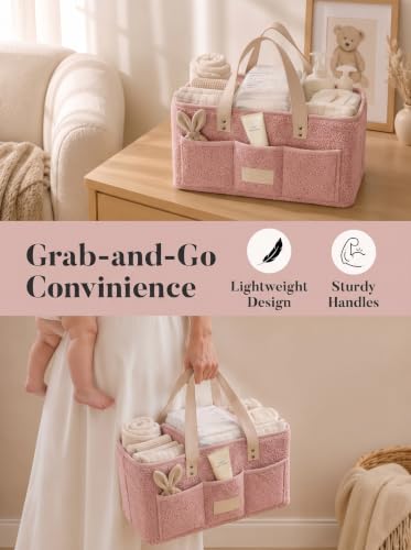 Baby Diaper Caddy Organizer with Waterproof Changing Pad, Pink - color: 2/ Pink Diaper Caddy with Changing Pad