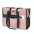 TOPDesign Utility Water Resistant Tote Bag with 13 Pockets, Zipper Closure - color: Pink, size: Medium