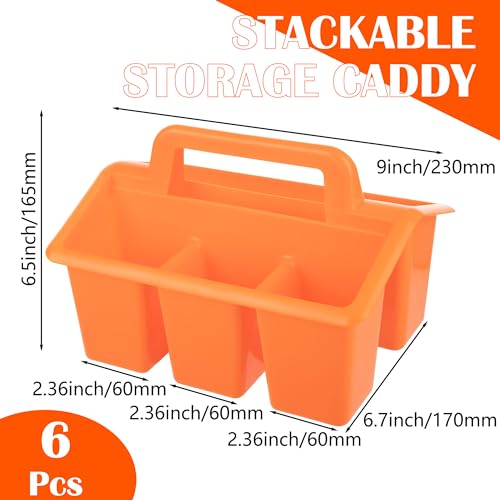 Plastic Caddy With Handle,Protable Classroom Craft Caddy, 6-pack Storage Caddy For Pencil,Pen,Craft Tools (Rainbow Color) - color: Rainbow Color