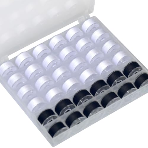 36Pcs Bobbins and Sewing Threads with Plastic Bobbin Case for Multiple Sewing Machine, Pre-Wound Bobbins Set (White&Black) - color: white&black